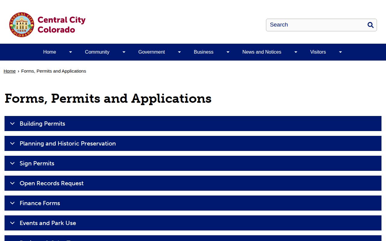 Central City official open-records forms for arrest record routing