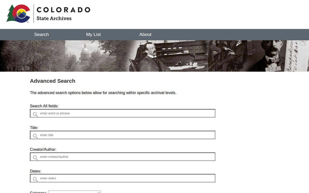 Gilpin County crime record research through Colorado State Archives catalog