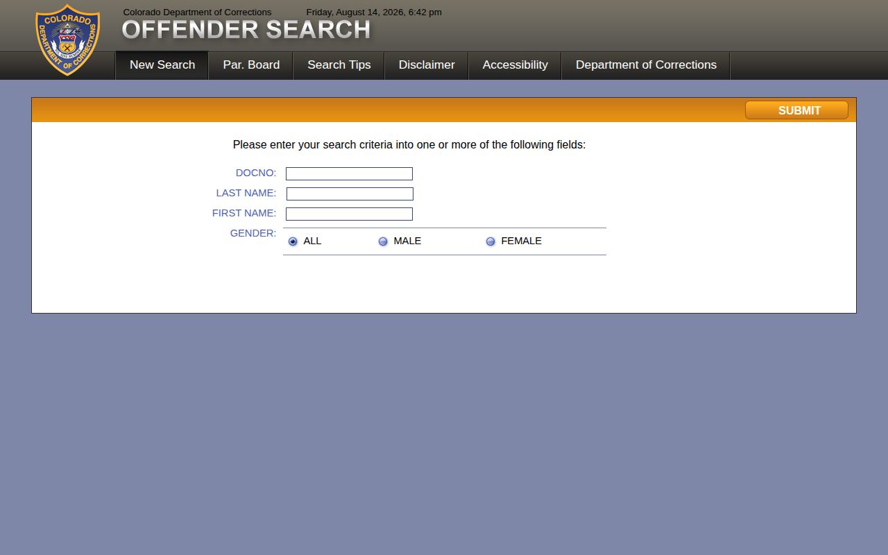CDOC offender search for sentenced Gilpin County arrest cases