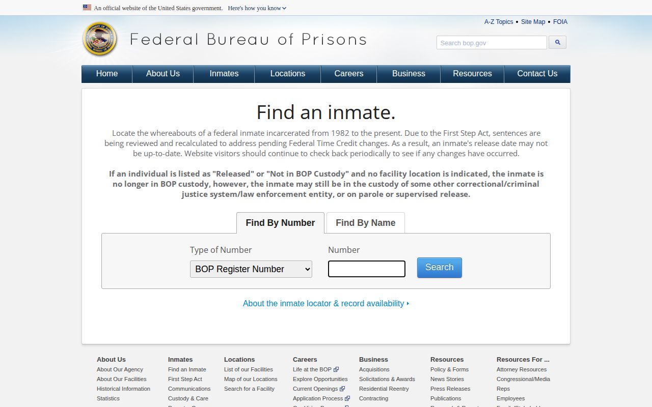 Gilpin County wanted search comparison with federal inmate locator